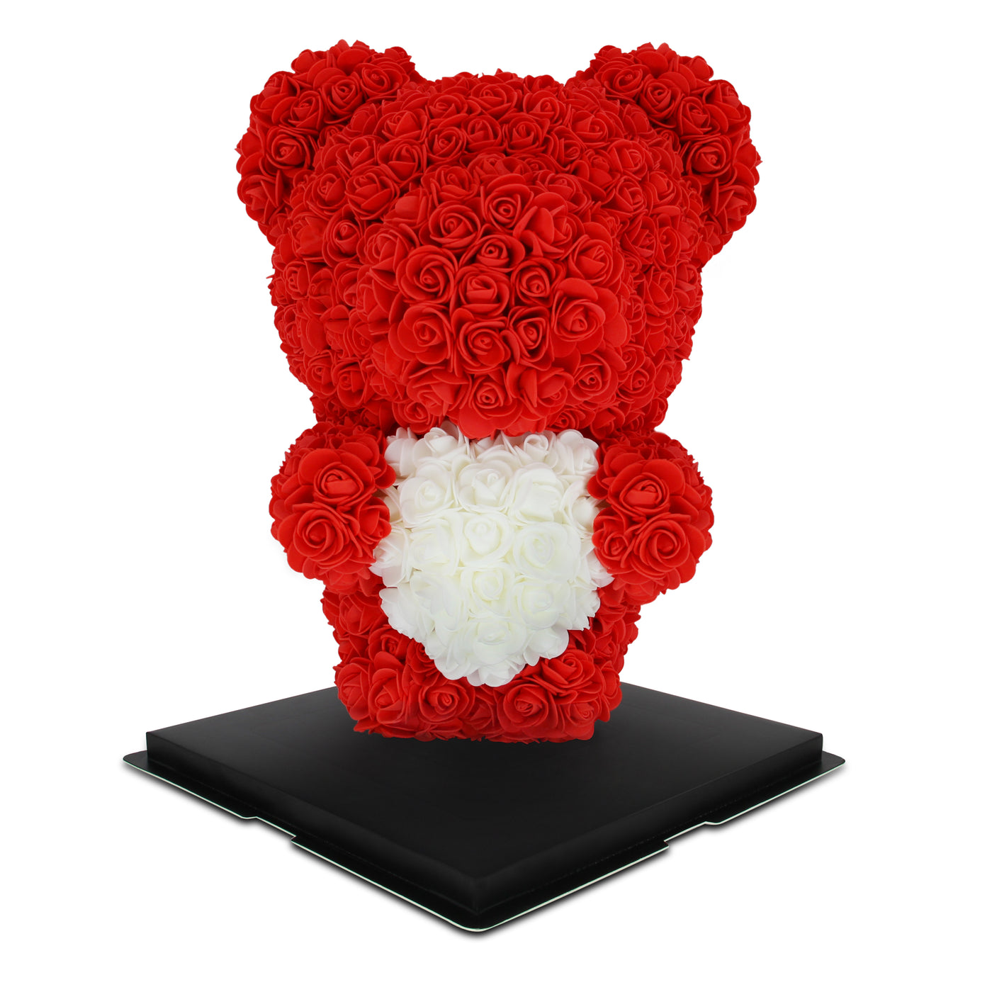 Medium Standing Rose Bear 40cm- Red with White Heart