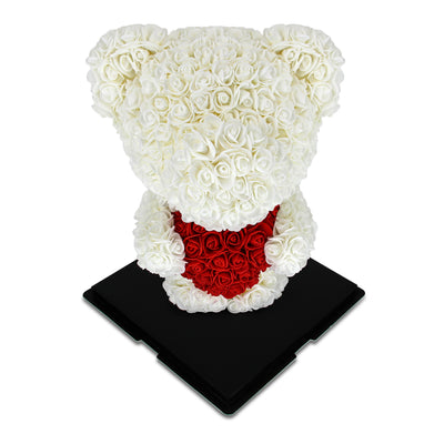 Medium Standing Rose Bear 40cm - White