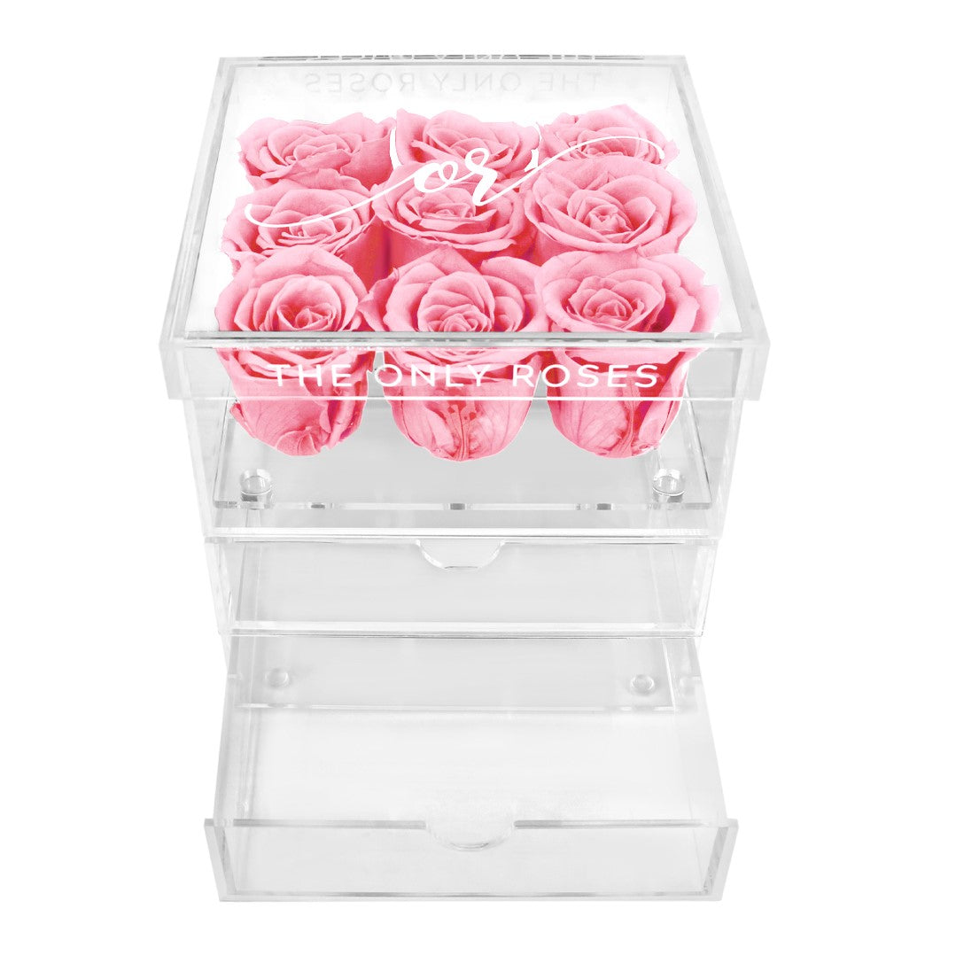 Medium Acrylic Forever Rose Box - Sakura Pink