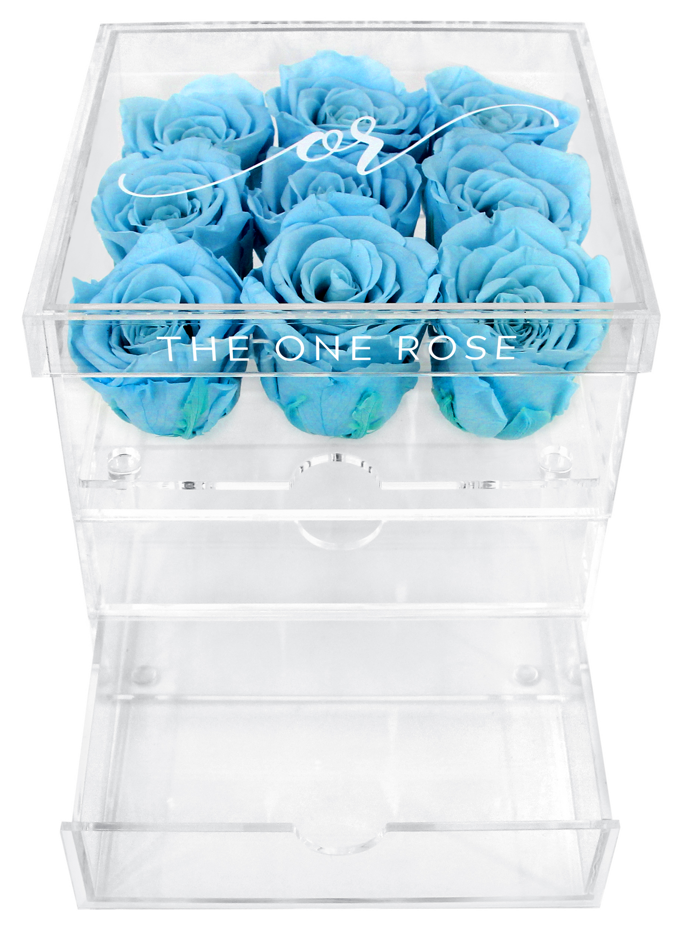 Medium Acrylic Forever Rose Box - Sky Blue