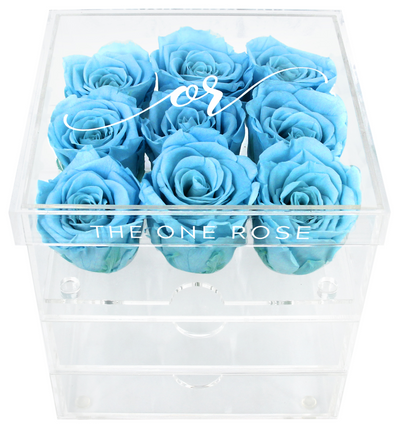 Medium Acrylic Forever Rose Box - Sky Blue