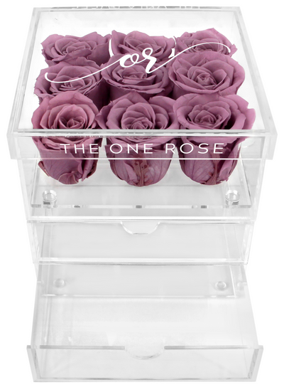 Medium Acrylic Forever Rose Box - Lilac Purple