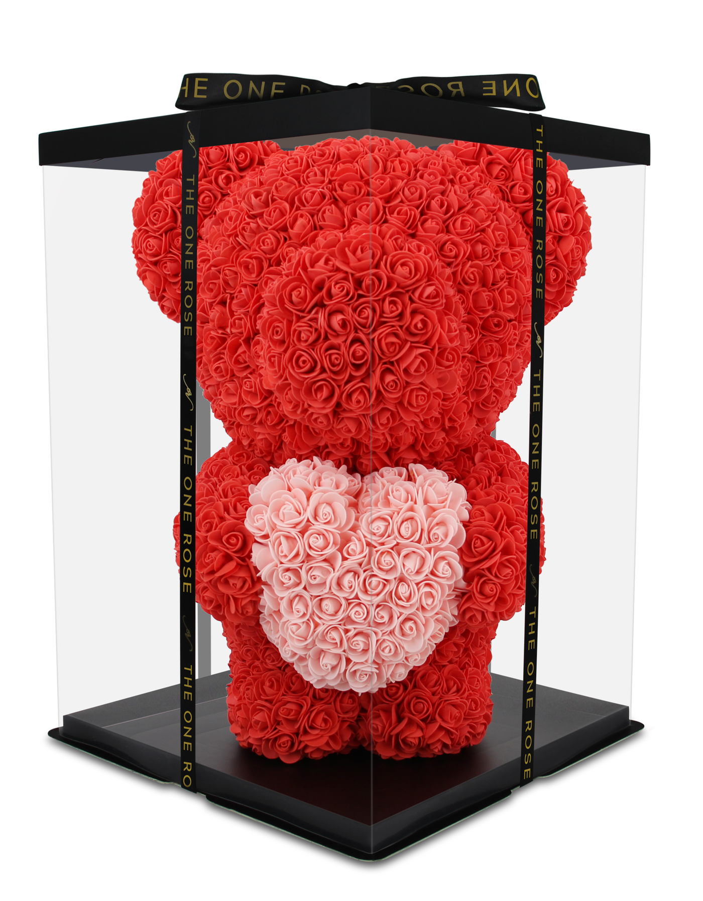 Giant Luxe Standing Rose Bear 70cm - Red with Pink Heart (BRISBANE ONLY)