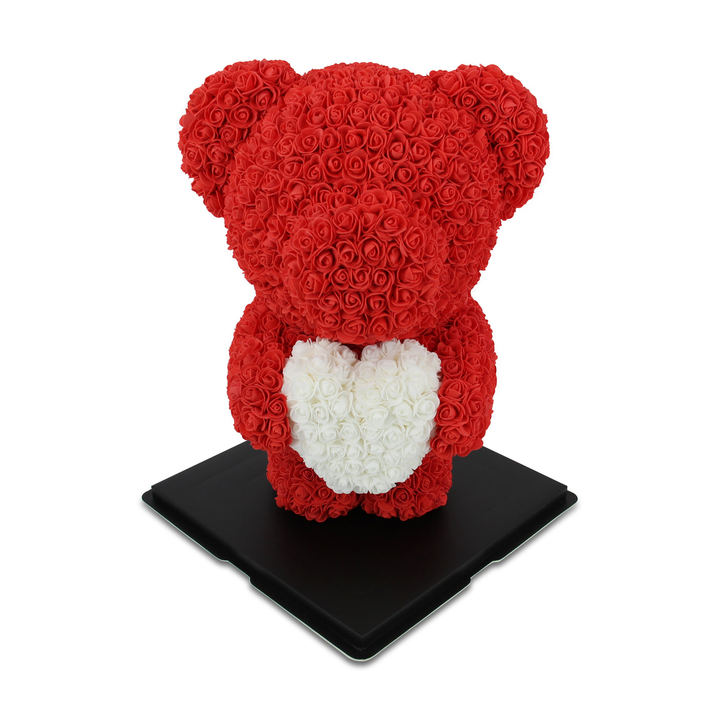 Giant Luxe Standing Rose Bear 70cm - Red with White Heart (BRISBANE ONLY)