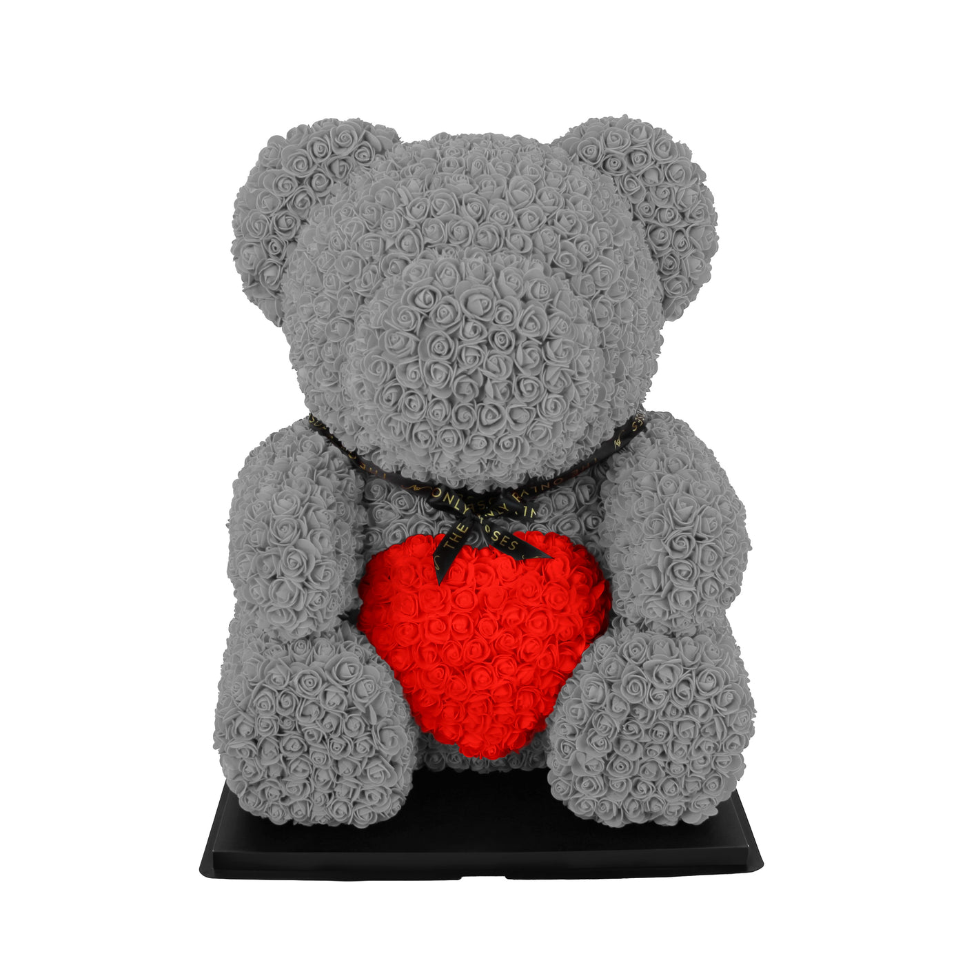 Giant Luxe Rose Bear - Grey with Red Heart (BRISBANE ONLY)