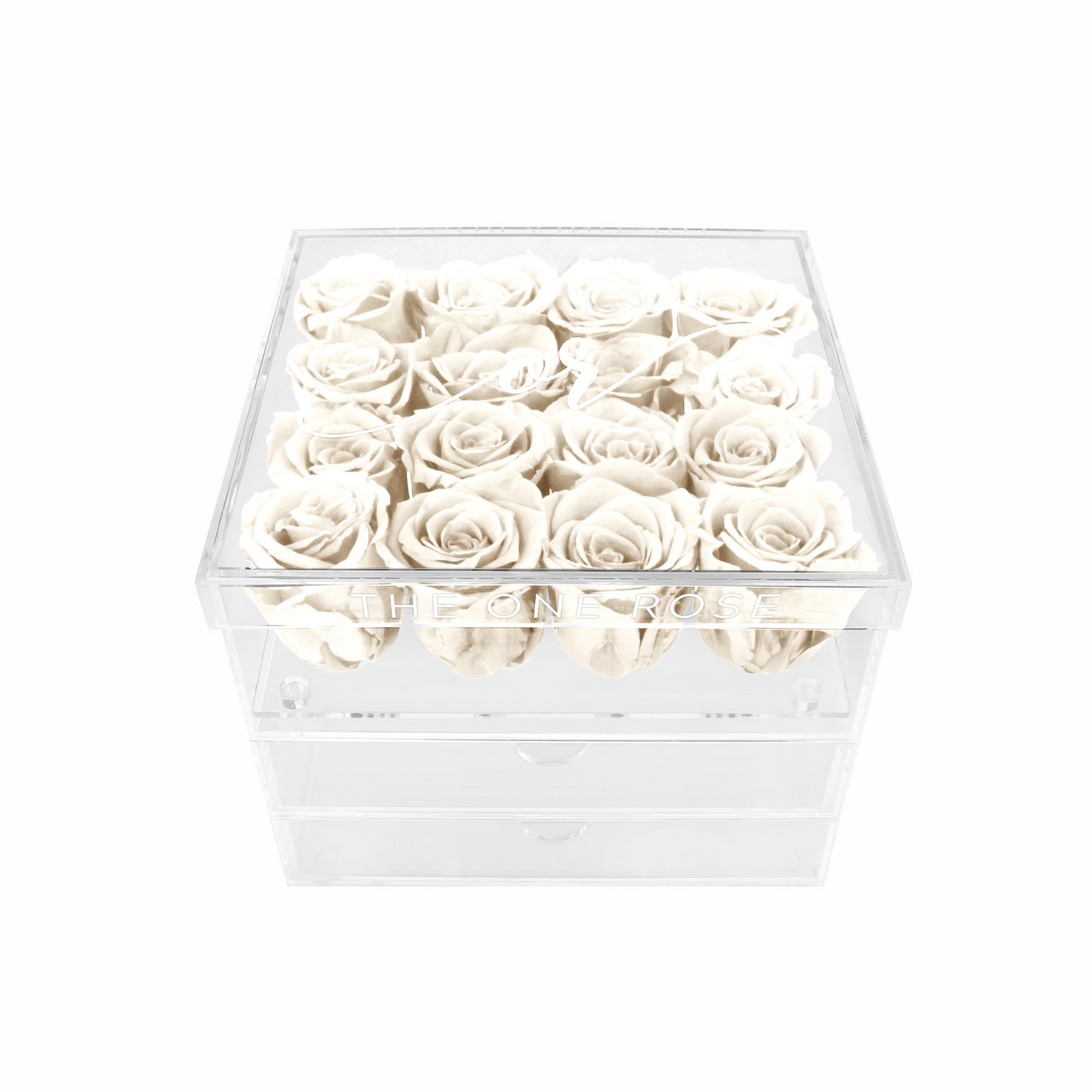 Grand Acrylic Forever Rose Box - White