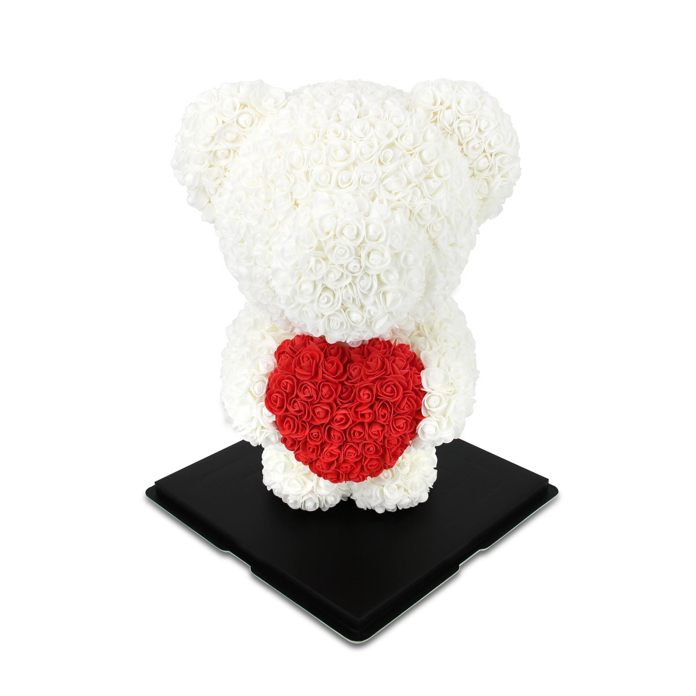 Giant Luxe Standing Rose Bear 70cm - White (BRISBANE ONLY)