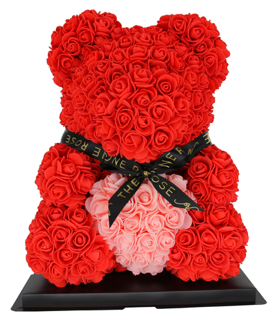 Medium Rose Bear 40cm - Red with Pink Heart