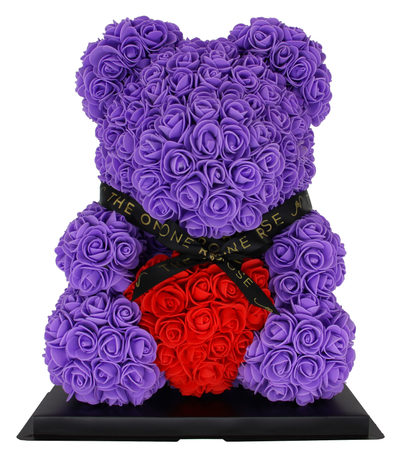 Medium Rose Bear 40cm - Purple