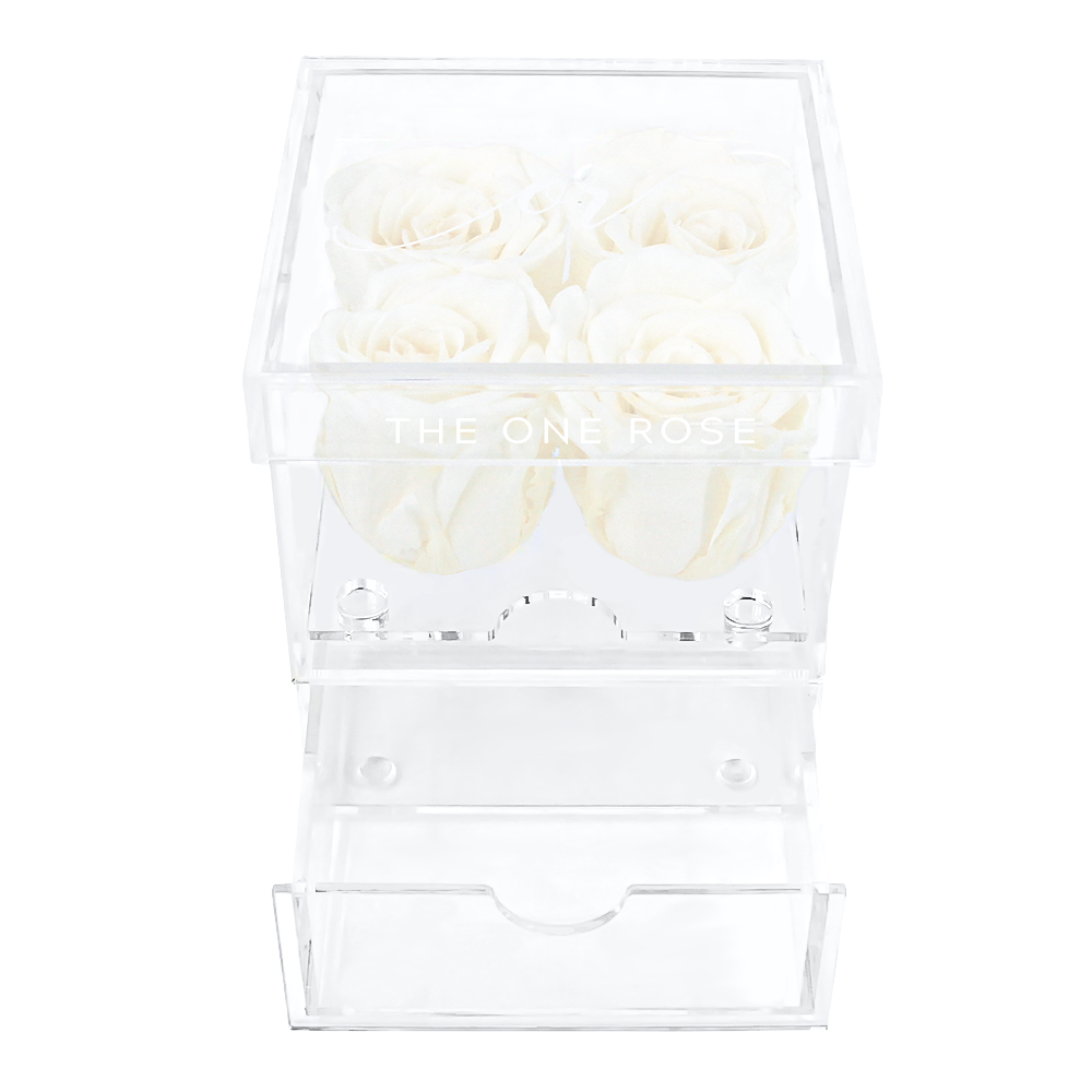 Petite Acrylic Forever Rose Box - White