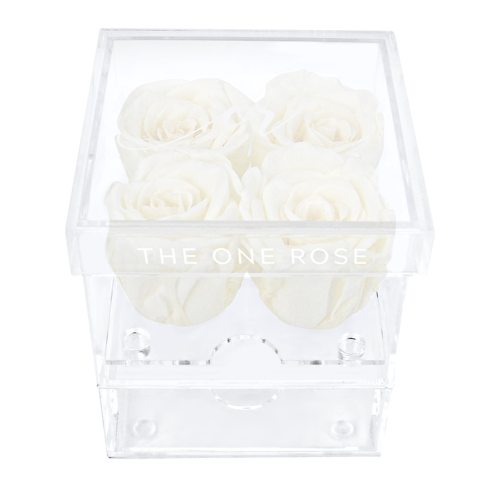 Petite Acrylic Forever Rose Box - White