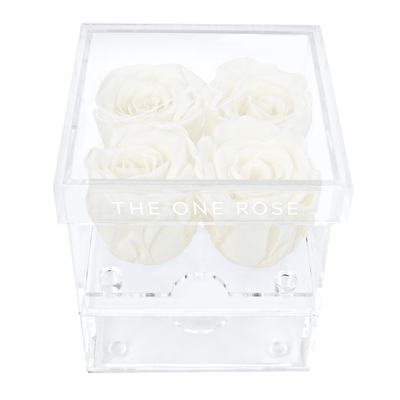 Petite Acrylic Forever Rose Box - White