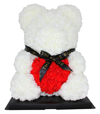 Medium Rose Bear 40cm - White